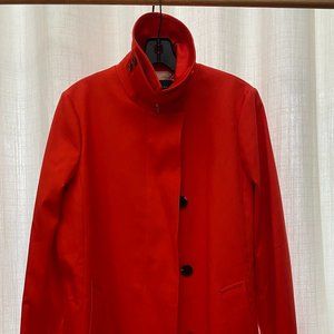 ANN TAYLOR POPPY RED/ORANGE TRENCHCOAT (NEVER WORN BEFORE)